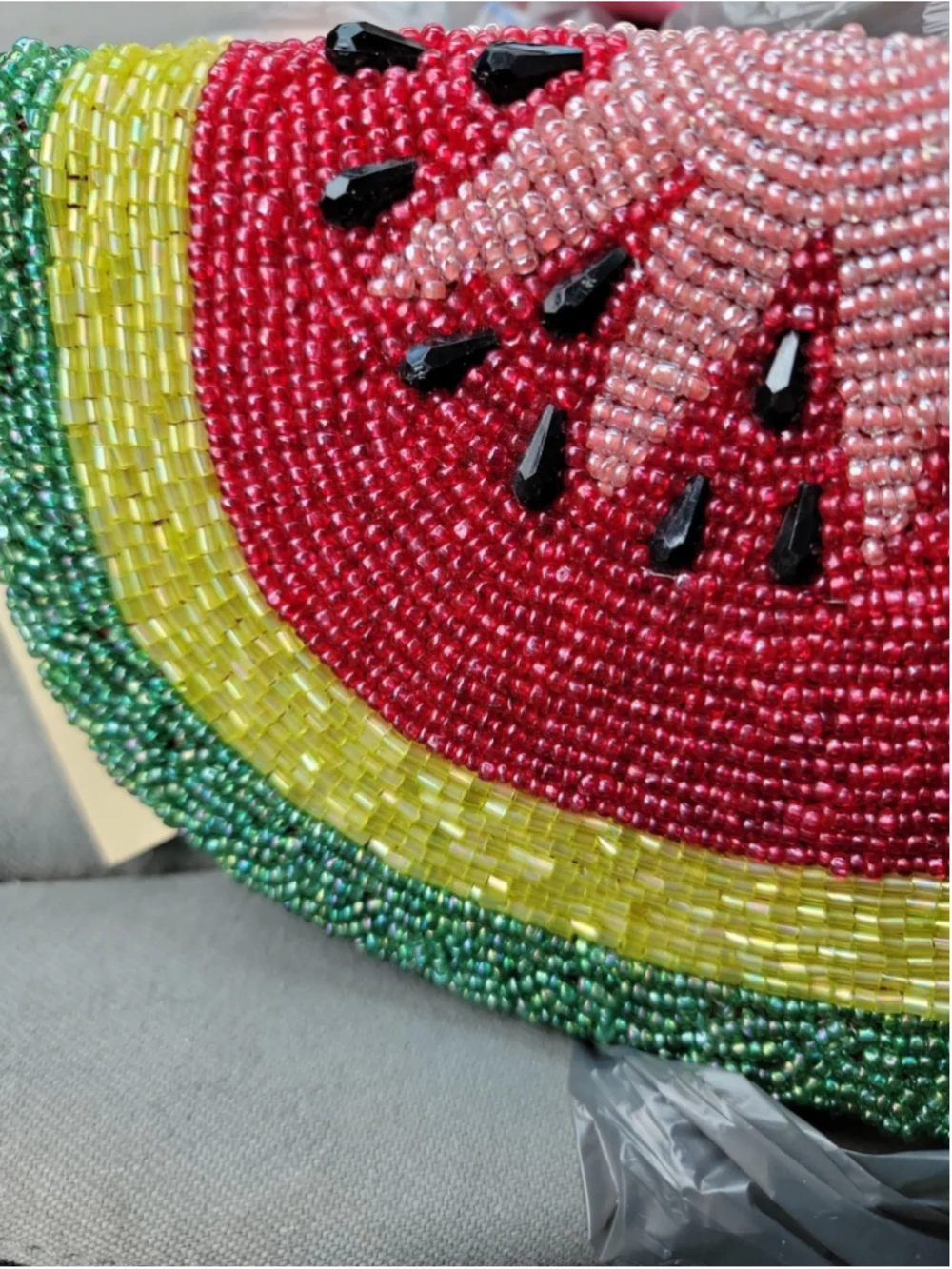 NWT Watermelon Beaded Crossbody Purse Made In India Fruit Chain Strap Summer